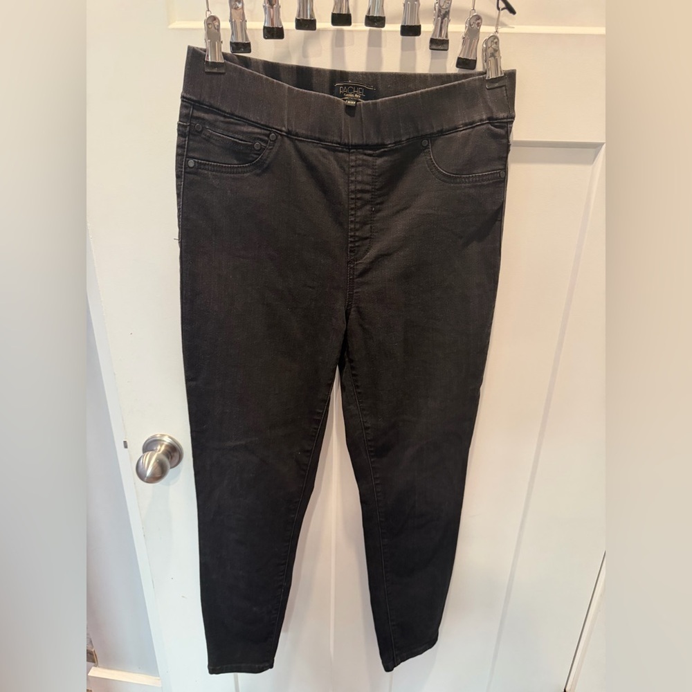 Rachel Roy Black Coated Skinny Pants Women’s 8 29 Pull On Faux Leather Jeggings